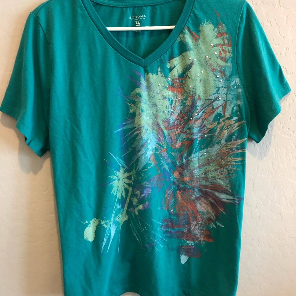 Cute Sonoma Teal Abstract T-Shirt 1X